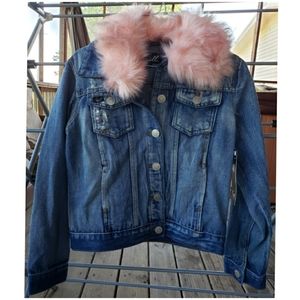 NWT Thrill Jean Jacket Fur Collar L